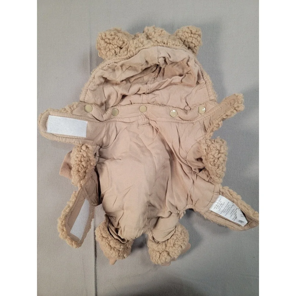 UGG Dog Hoodie Jumpsuit Small Tan Sherpa Bear Ears Fleece Pet Coat Overall
